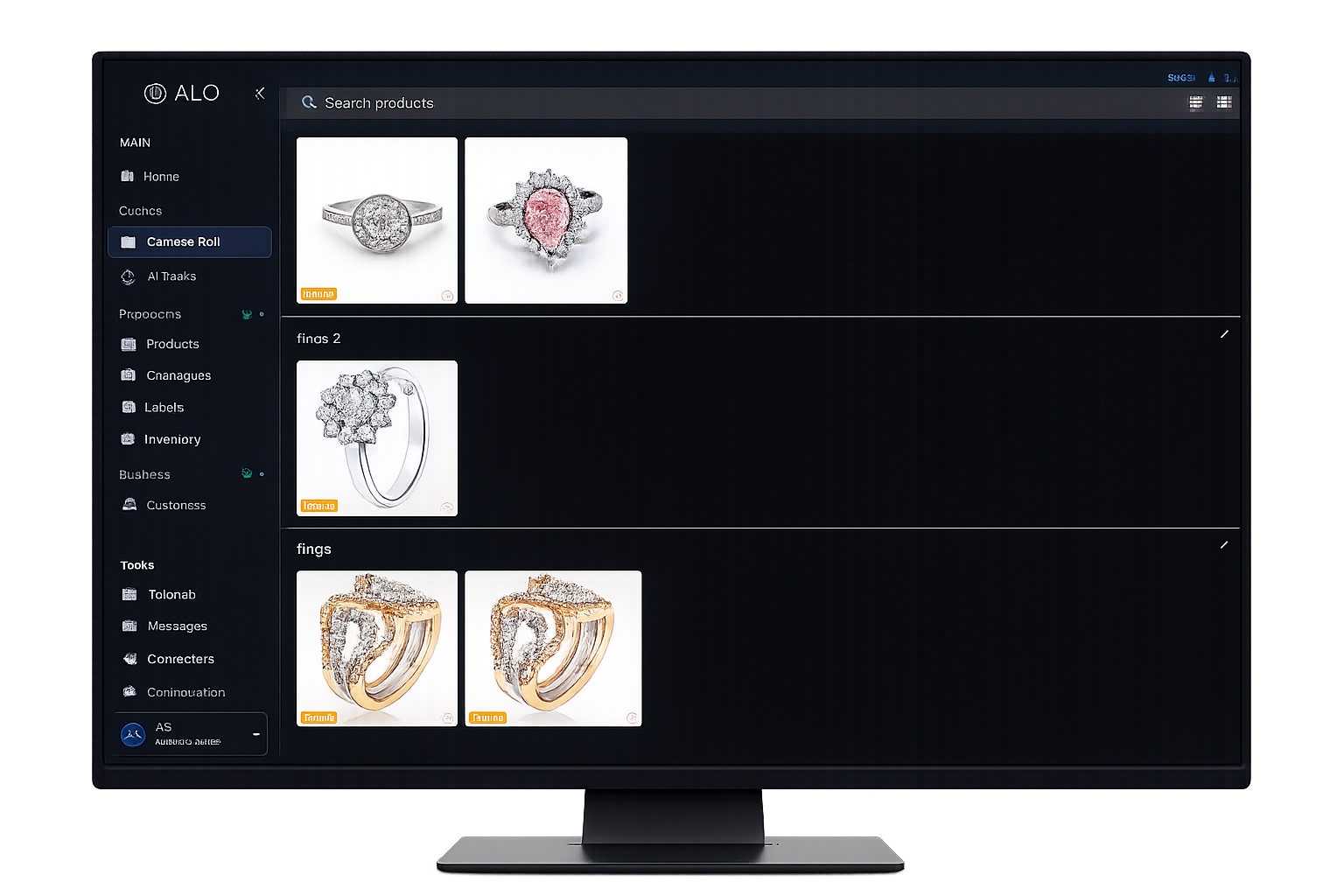 ALO App product catalogue view