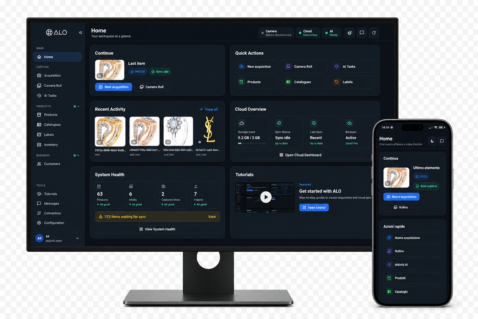 ALO App Software bei der Bearbeitung einer 360°-Produktaufnahme