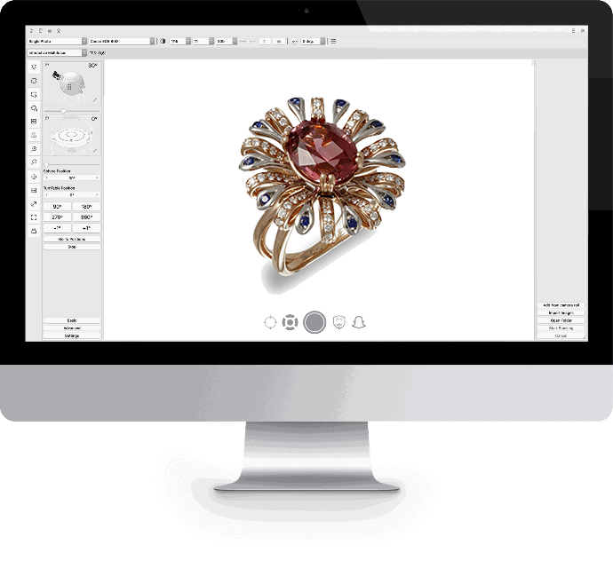 ALO Photo Scan running on desktop, editing a captured gemstone ring